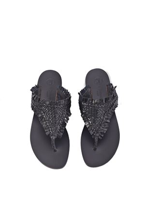 Black Capri Sandals with fringes Da Costanzo | 2705NERO